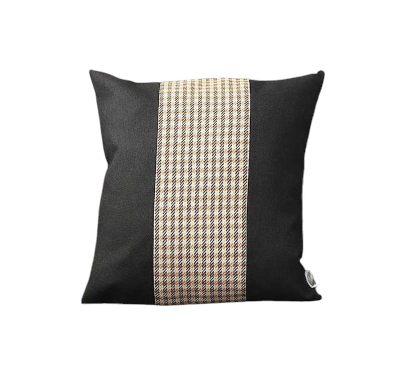 Set Of Two 18" X 18" Black And Brown Polyester Houndstooth Zippered Pillow