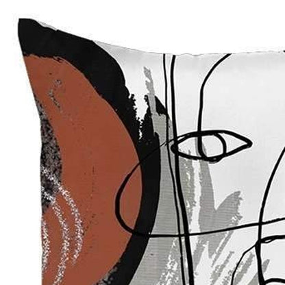 Set of Two 18" X 18" Gray and Black Abstract Polyester Zippered Pillow