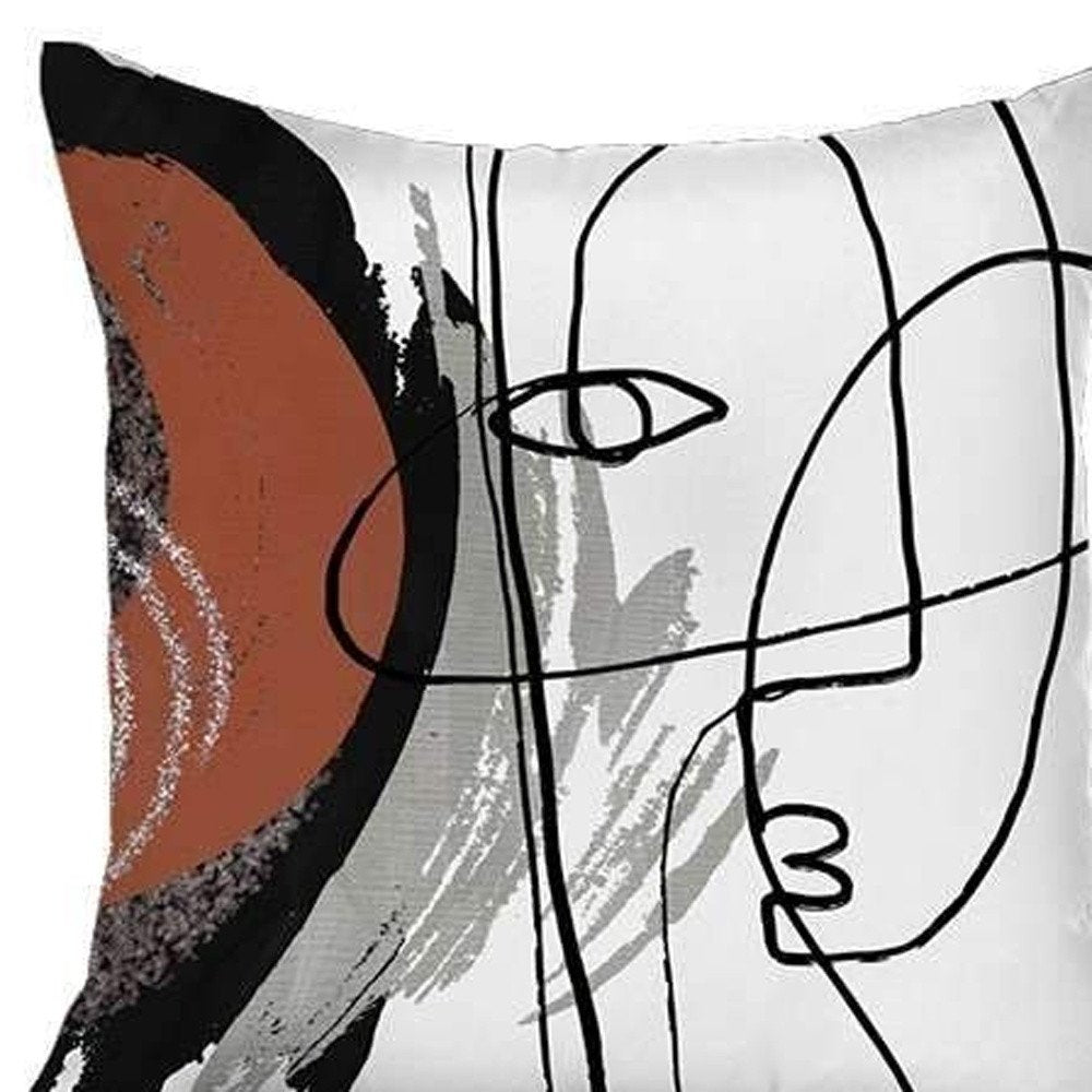 Set of Two 18" Gray And Black Abstract Fabric Throw Pillows
