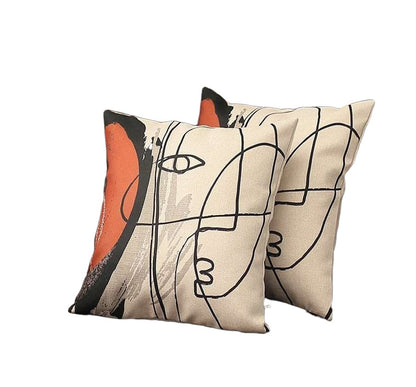 Set of Two 18" X 18" Gray and Black Abstract Polyester Zippered Pillow