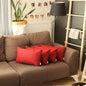 Set of Four 12" X 20" Red Fabrc Lumbar Throw Pillows
