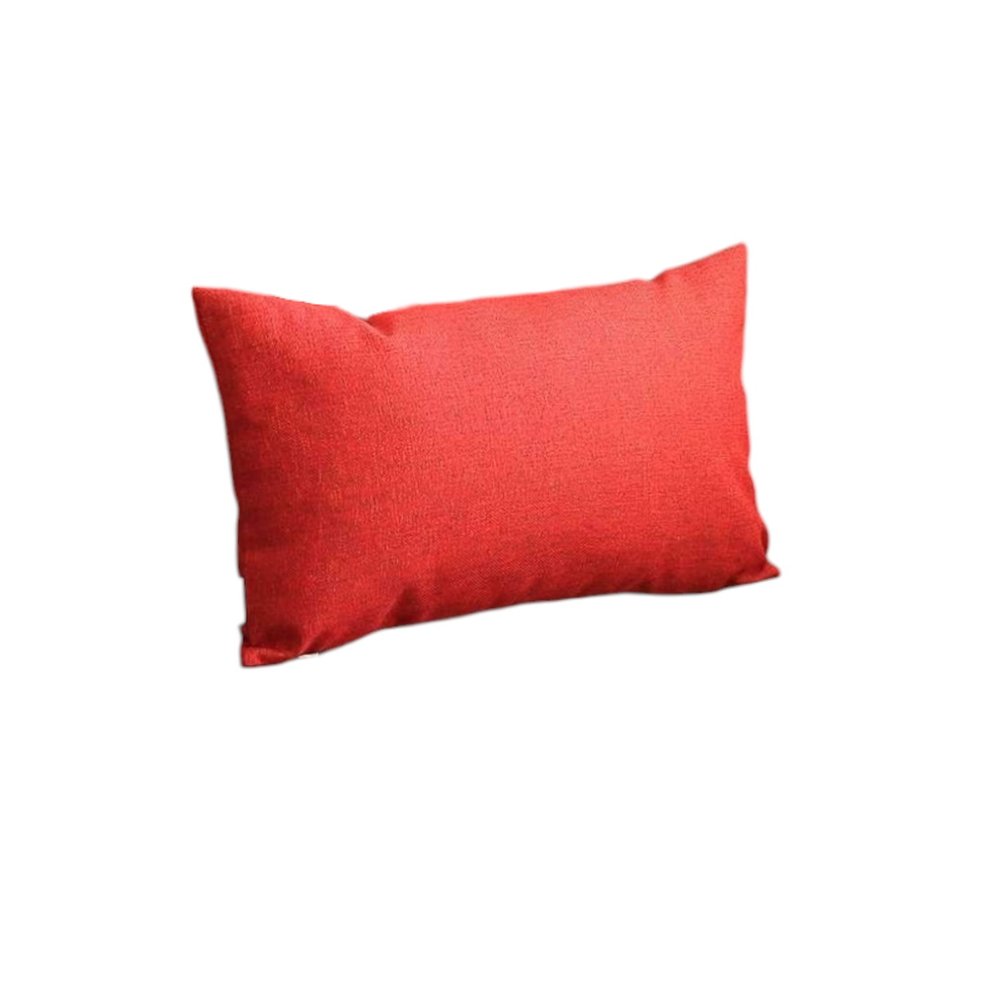 Set of Four 12" X 20" Red Fabrc Lumbar Throw Pillows