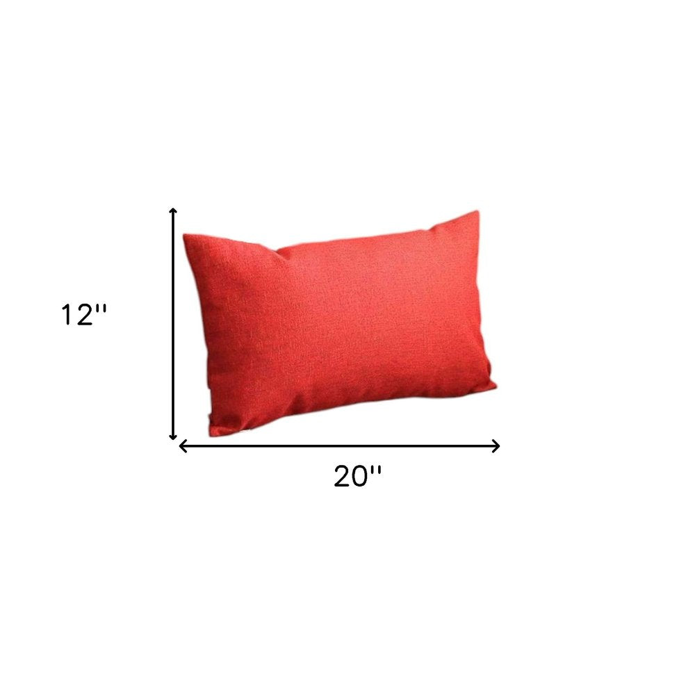 Set of Four 12" X 20" Red Fabrc Lumbar Throw Pillows