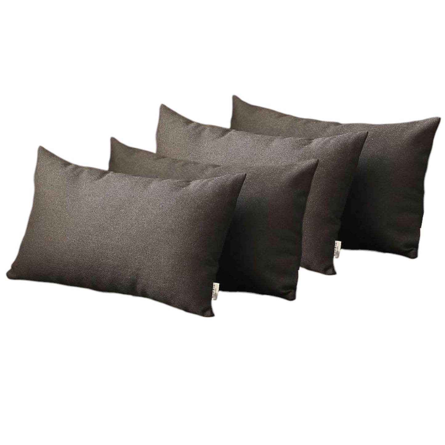 Set Of Four 20" X 12" Black Polyester Zippered Pillow