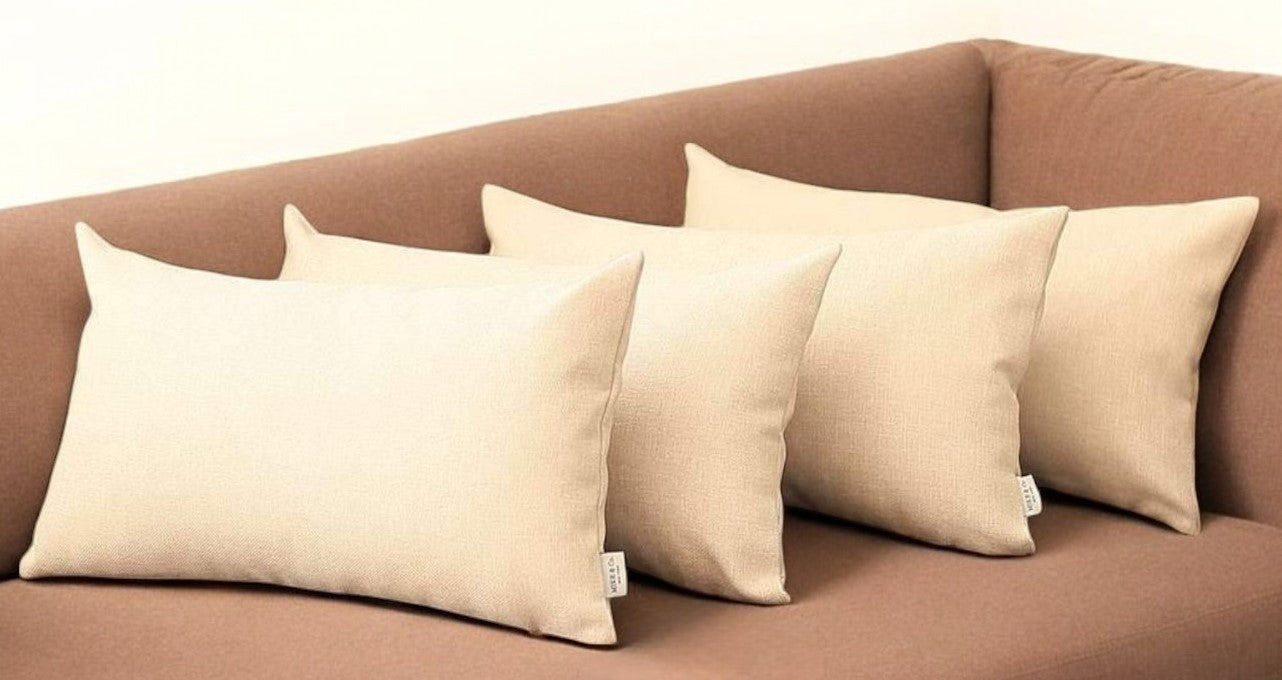 Set Of Four 20" X 12" Ivory Polyester Zippered Pillow