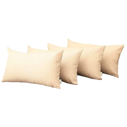 Set Of Four 20" X 12" Ivory Polyester Zippered Pillow