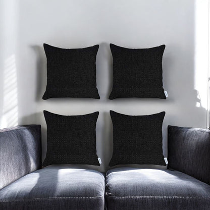 Set of Four Black Throw Pillow