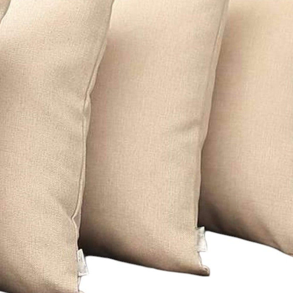 Set Of Four 18" X 18" Ivory Polyester Zippered Pillow