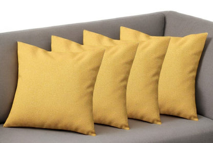 Set Of Four 18" X 18" Yellow Polyester Zippered Pillow