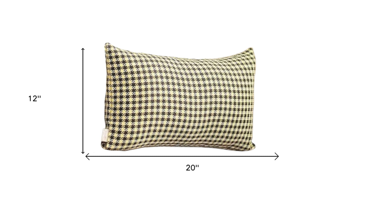 Set Of Four 20" X 12" Yellow Polyester Houndstooth Zippered Pillow