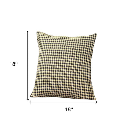 Set Of Four 18" X 18" Yellow Polyester Houndstooth Zippered Pillow