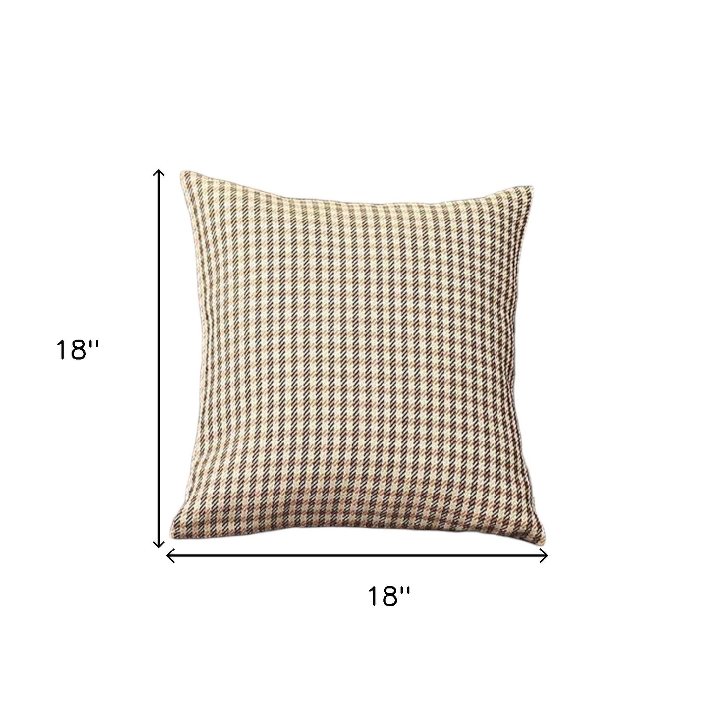 Set Of Four 18" X 18" Brown Polyester Houndstooth Zippered Pillow