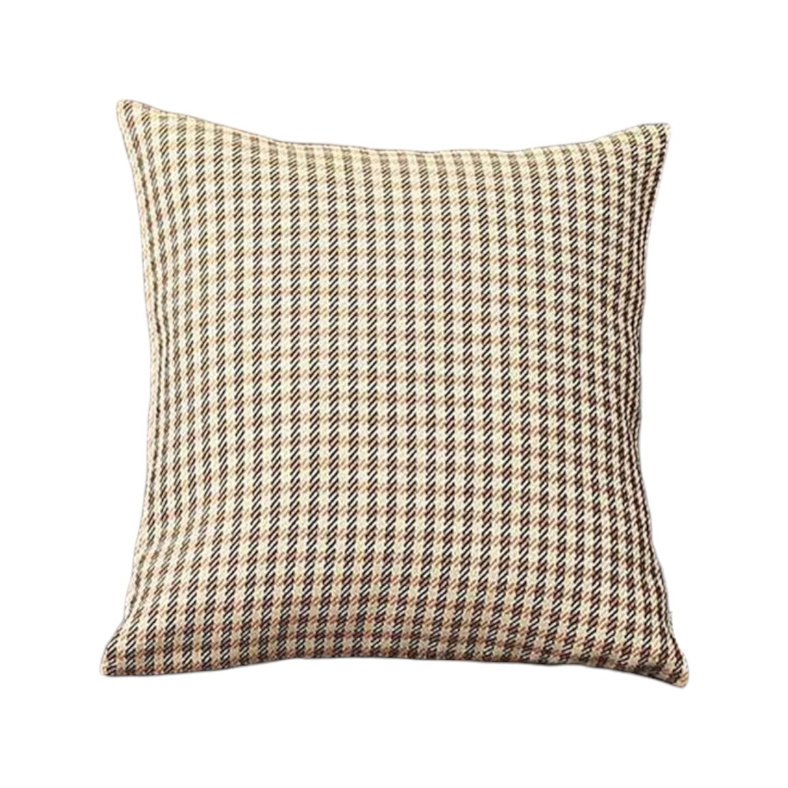 Set Of Four 18" X 18" Brown Polyester Houndstooth Zippered Pillow