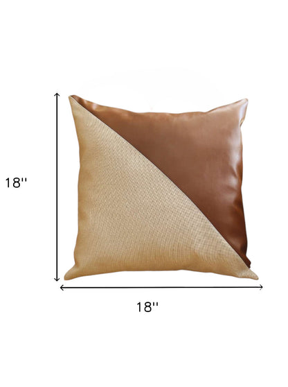 Set Of Four 18" X 18" Brown And Grey Polyester Geometric Zippered Pillow