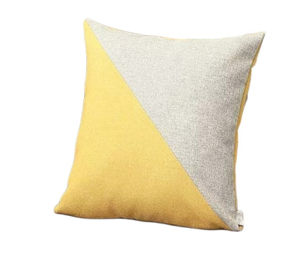 Set Of Four 18" X 18" Grey And Yellow Polyester Geometric Zippered Pillow