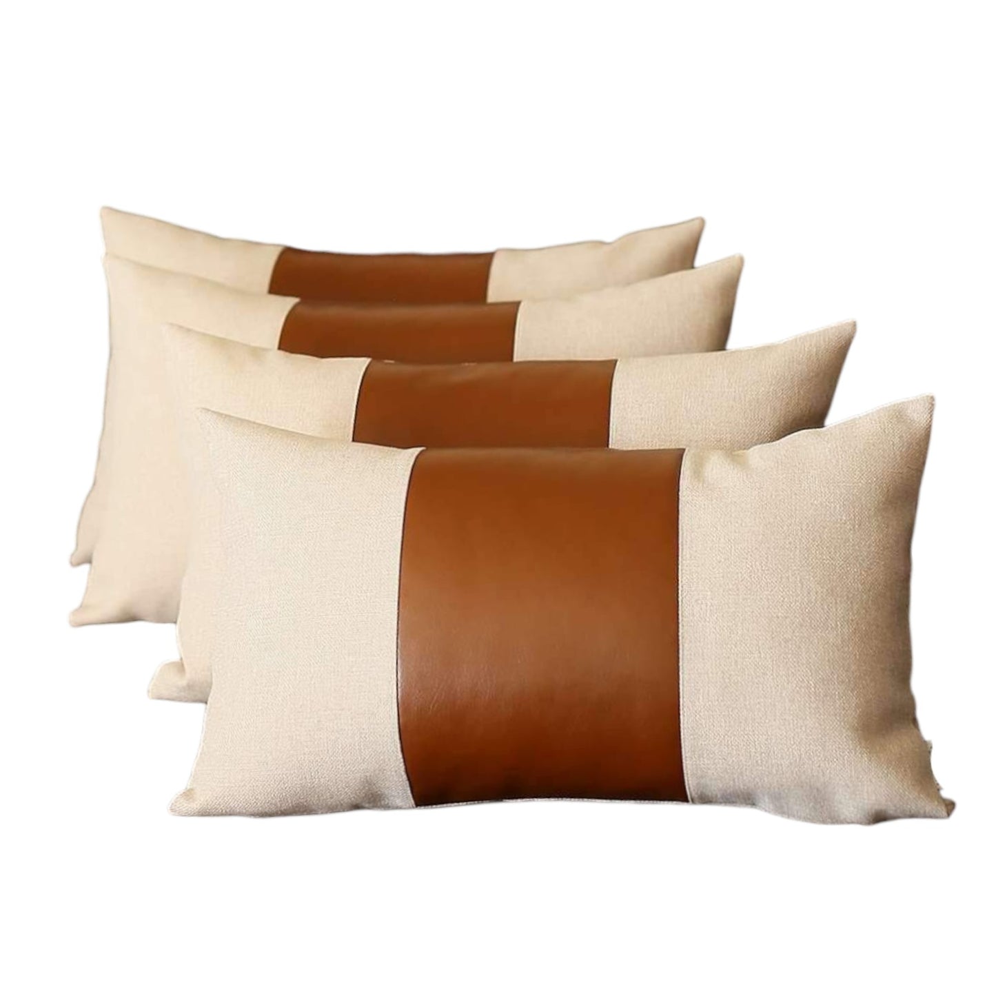 Set Of Four 20" X 12" Grey And Brown Polyester Geometric Zippered Pillow