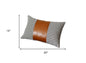 Set of Four 12" X 20" Brown Black and White Houndstooth Fabric and Faux Leather Lumbar Throw Pillows