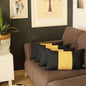 Set of Four 12" X 20" Black And Yellow Lumbar Throw Pillows