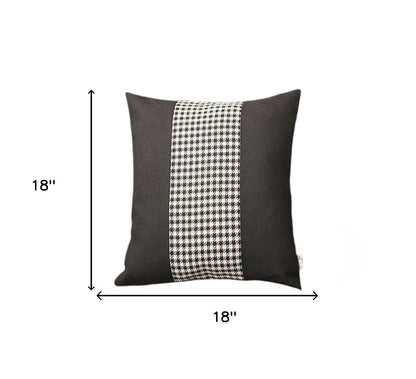 Set Of Four 18" X 18" Black And White Polyester Houndstooth Zippered Pillow