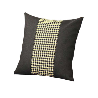 Set Of Four 18" X 18" Black And Yellow Polyester Houndstooth Zippered Pillow