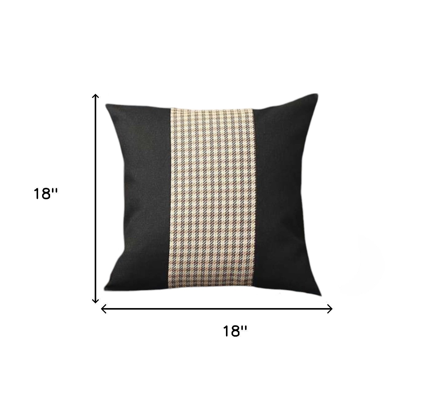 Set Of Four 18" X 18" Black And Brown Polyester Houndstooth Zippered Pillow