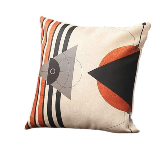 Set Of Four 18" X 18" Gray White Black And Red Polyester Abstract Zippered Pillow