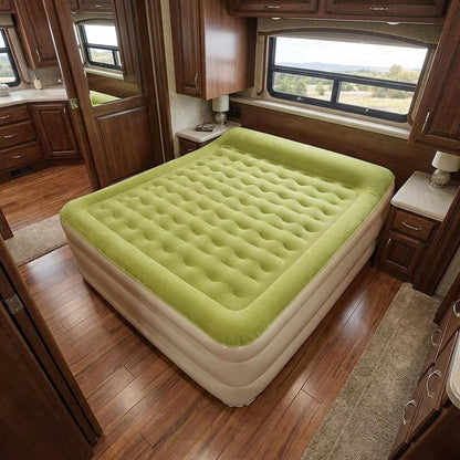 Raised Head Moss Green Inflatable Queen Size Bed Mattress
