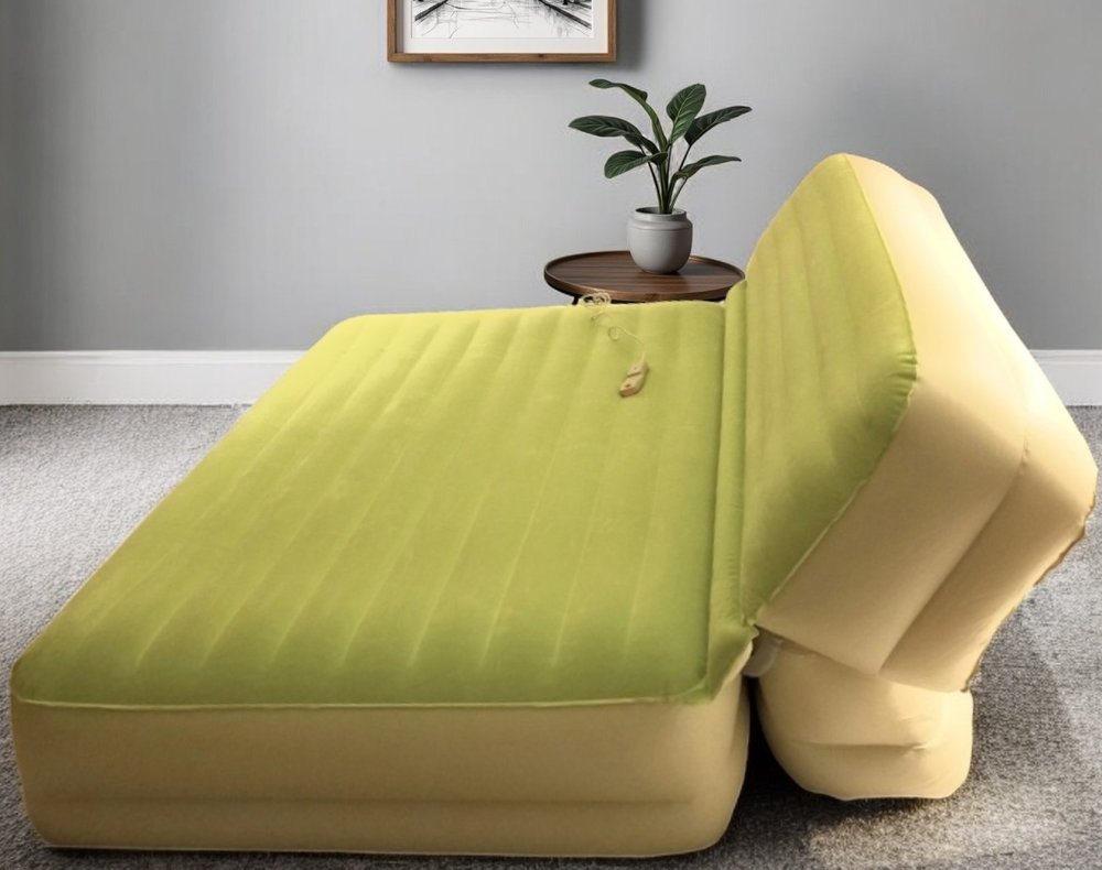 Incline Adjustable Moss Green Inflatable Queen Size Air Mattress