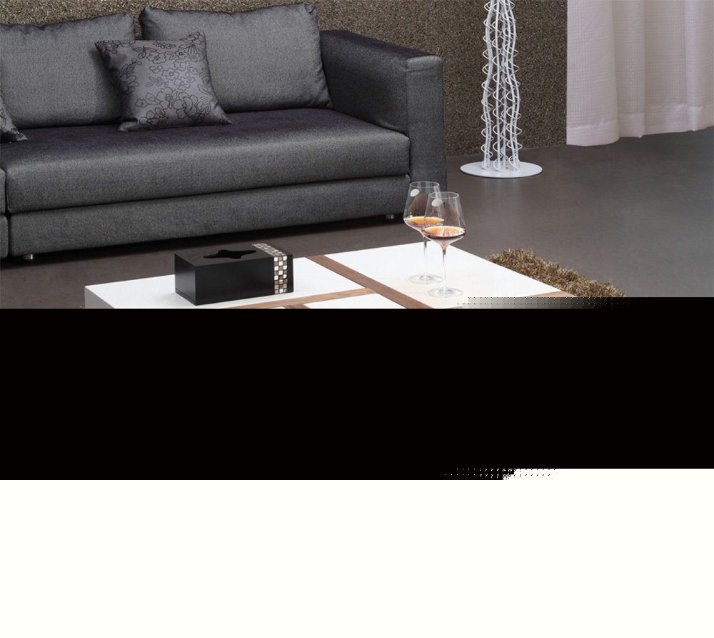 39" Brown and White Wood Square Solid Coffee Table With Four Drawers