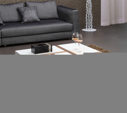 39" Brown and White Wood Square Solid Coffee Table With Four Drawers