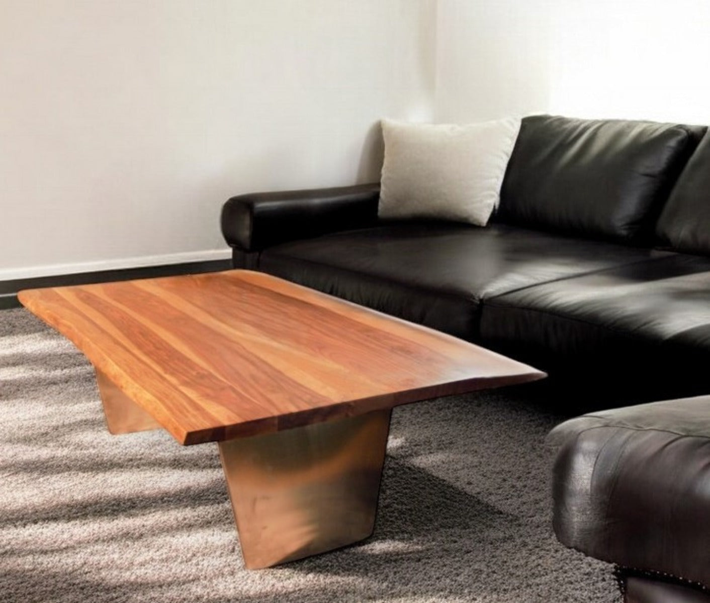 31" Natural Solid Wood And Steel Coffee Table