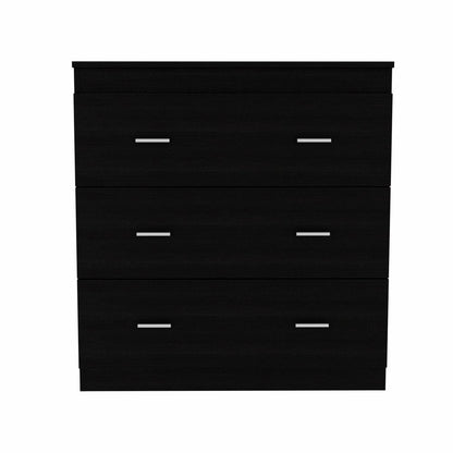 31" Black Wood Three Drawer Dresser