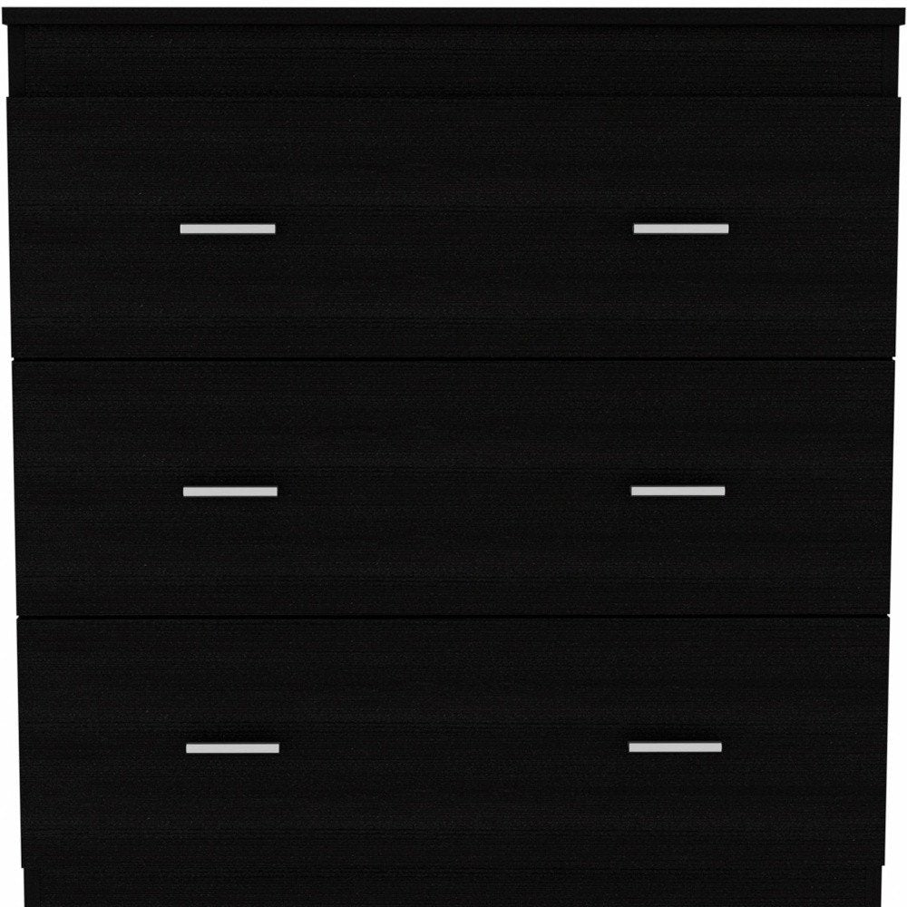 31" Black Wood Three Drawer Dresser