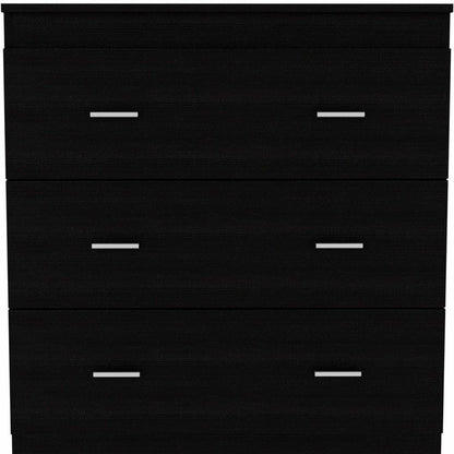31" Black Wood Three Drawer Dresser