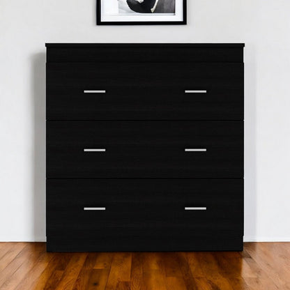 31" Black Wood Three Drawer Dresser