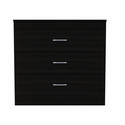 31" Black Wood Three Drawer Dresser