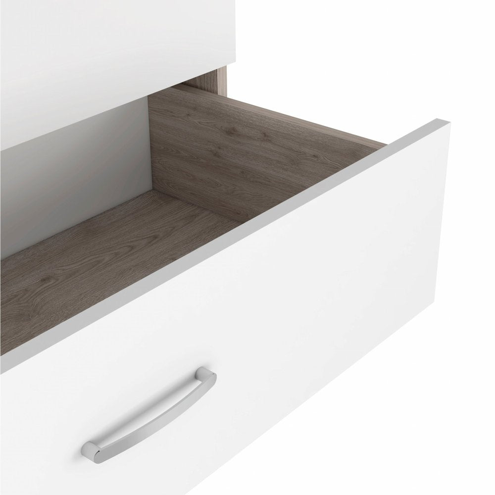 31" Light Gray And White Wood Three Drawer Dresser