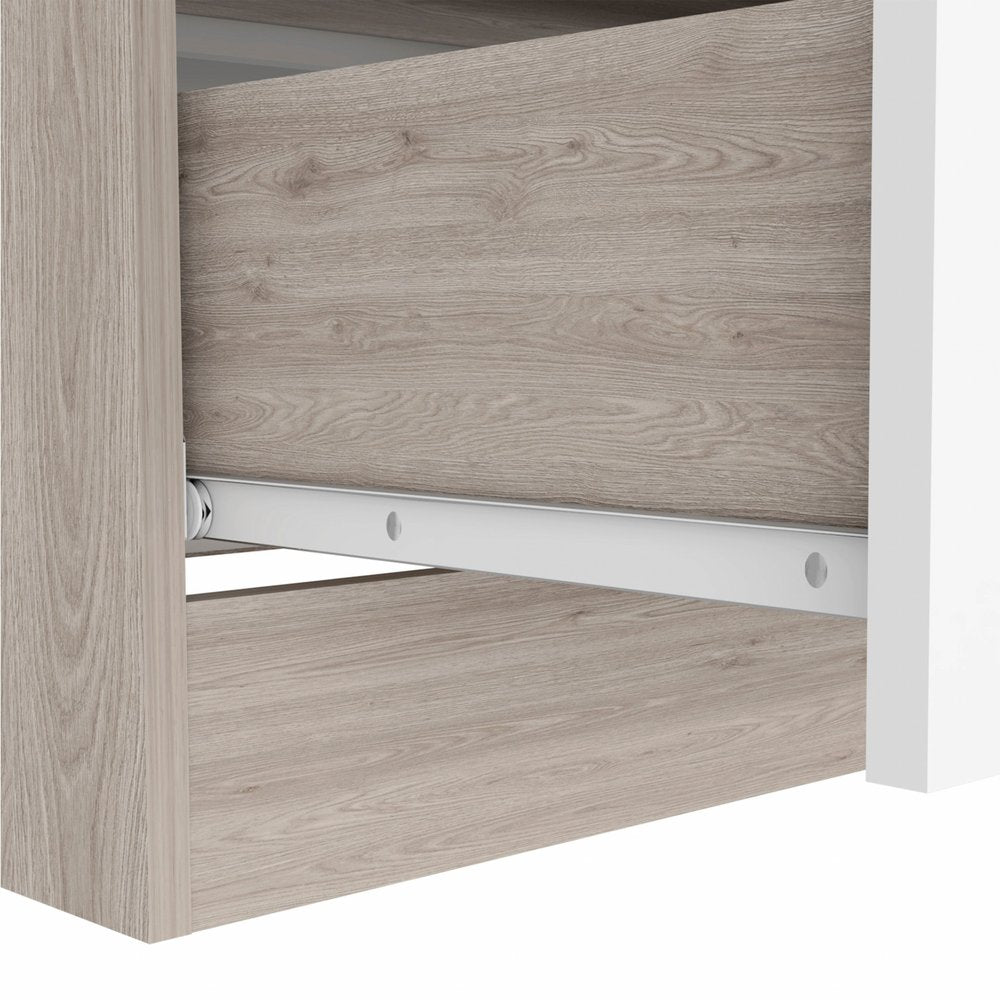 31" Light Gray And White Wood Three Drawer Dresser