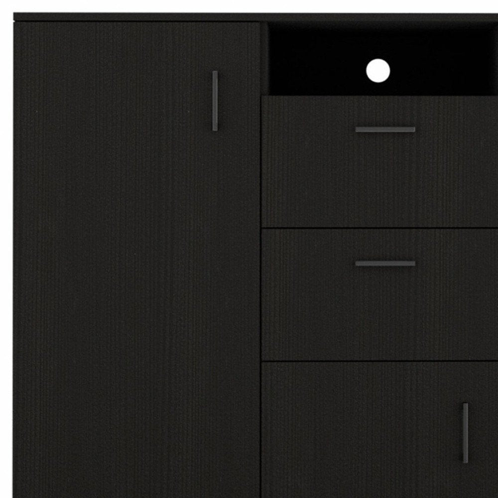 48" Black Wood Two Drawer Combo Dresser