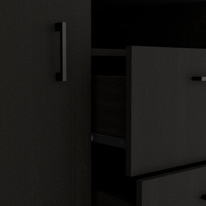 48" Black Wood Two Drawer Combo Dresser