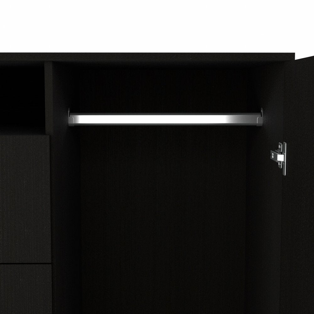 48" Black Wood Two Drawer Combo Dresser