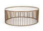 37" White and Gold Faux Marble And Metal Round Frame Coffee Table