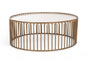 37" White and Gold Faux Marble And Metal Round Frame Coffee Table