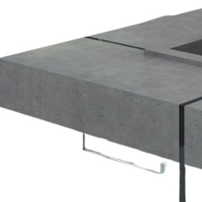 47" Gray And Clear Concrete And Glass Square Coffee Table