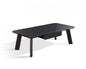 55" Ebony and Dark Brown Wood And Stainless Steel Coffee Table With Drawer