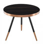 20" Black and Gold Faux Marble And Metal Round Coffee Table