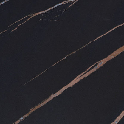 20" Black and Gold Faux Marble And Metal Round Coffee Table