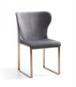 Gray and Gold Upholstered Fabric Wing Back Dining Side Chair