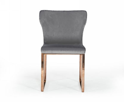 Gray and Gold Upholstered Fabric Wing Back Dining Side Chair