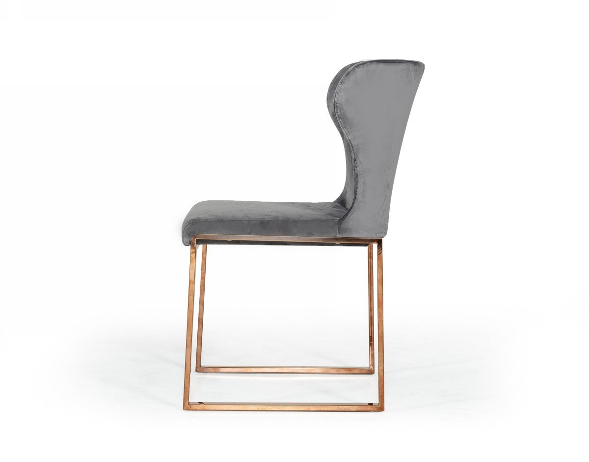 Gray Rosegold Velvet Dining Chair